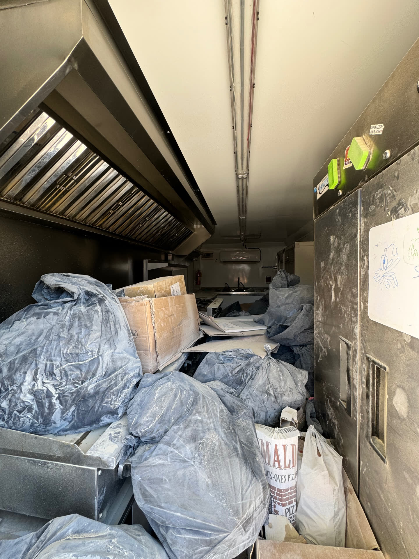 Commercial kitchen trailer before Prestige cleaning